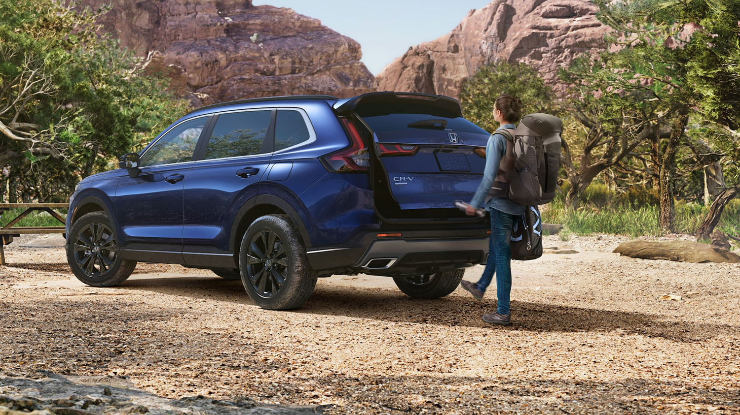 Driver opening the trunk of their Honda SUV